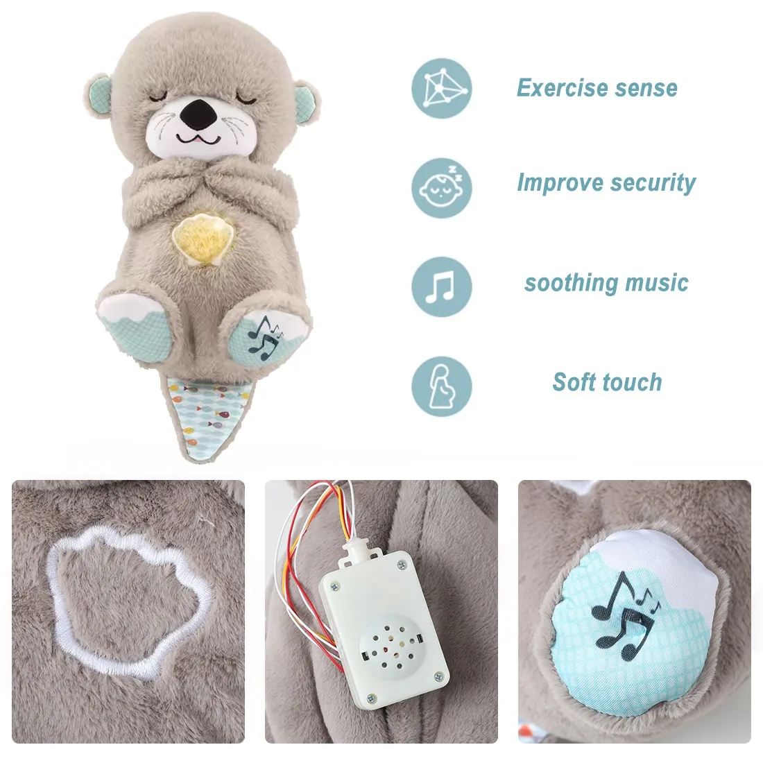 3 Stila Schlummerotter Sleep Baby Toy Prozračni janje Schlummer Otter Plüsch Glazba za spavanje Umirujuće Pliš za novorođenčad
