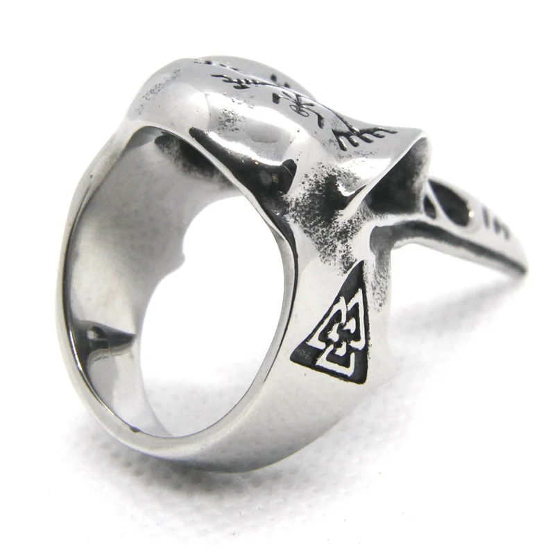 Direktna isporuka 7-14 prsten s lubanjom ptice od nehrđajućeg čelika 316L, muški prsten s lubanjom u stilu punk sa strmom uzorkom