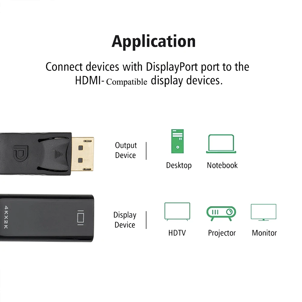 Kompatibilan sa DP na HDMI Adapter 1080P 4K HD za muškarce i žene, konverter žica za prijenosna RAČUNALA i HDTV monitor, Razdjelnik Displayport