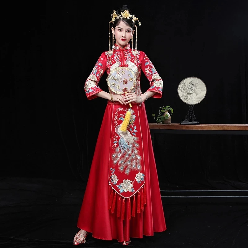 Nova kineska vjenčanje odijevanje 2020 Xiuhe, starinski vjenčanicu s ručnim vezom, haljina zmaja i Feniksa