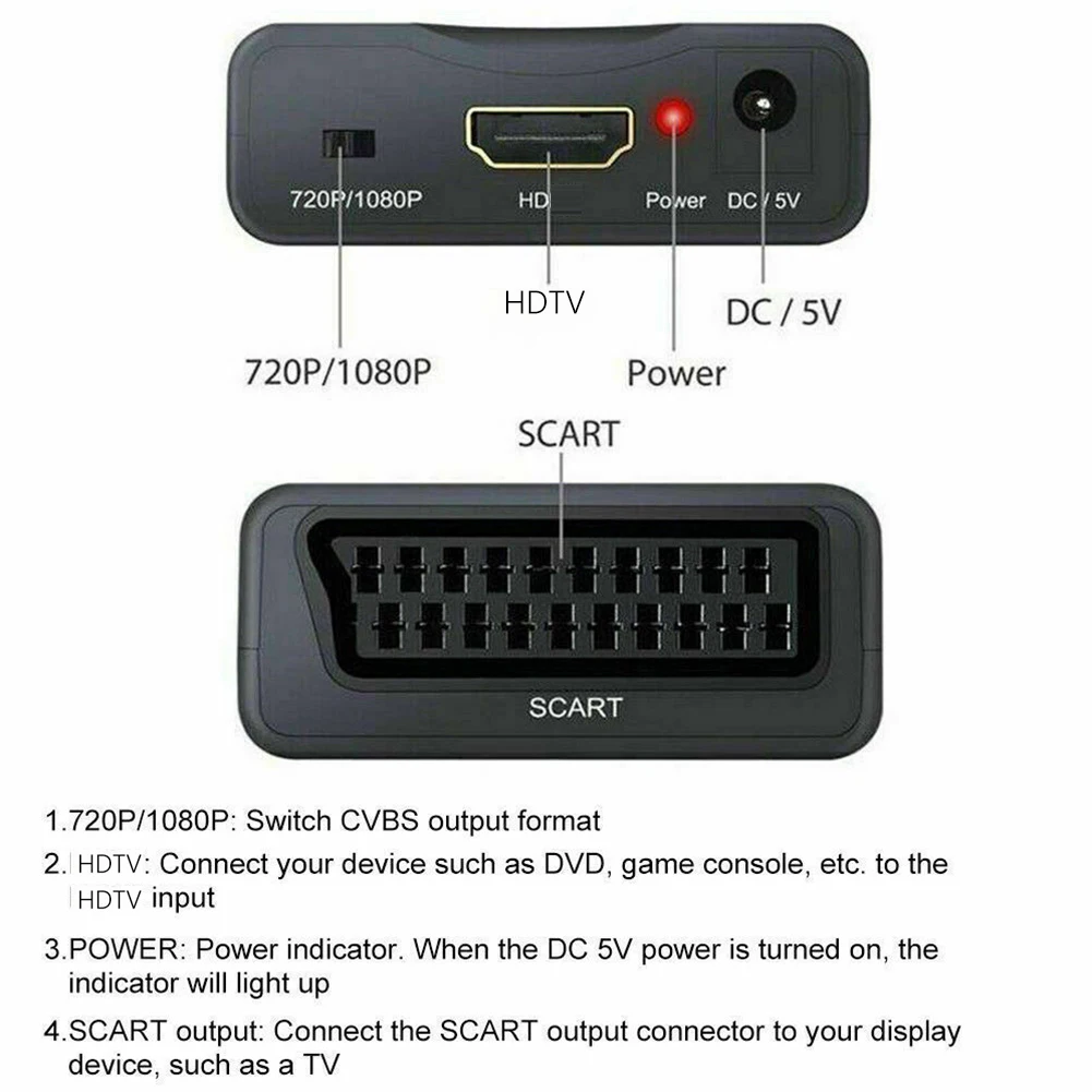 Pretvarači video-audio signala Upscale adapteri HD 1080P SCART HDMI kompatibilan prijemnik za kućanstvo računalne opreme