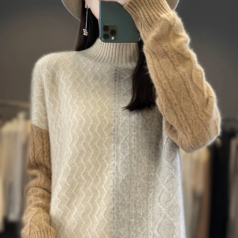 Zima topla ženski veste, casual kardigan s šljokice, ženski pulover dugih rukava i полувысоким ovratnik, pletene besplatne majice od 100% vune