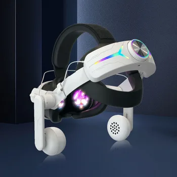 Uložak za glavu pojas Elite za slušalice VR, podesiv pojas za naočale VR s RGB pozadinskim osvjetljenjem, Ugrađena baterija kapaciteta 8000 mah za Meta Quest 3