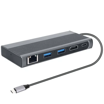 USB C Hub M. 2 SSD-pogon koji je kompatibilan s HDMI + USB3.1 + RJ45 + priključne stanice PD Type-C M. 2 NVME NGFF SSD za Macbook