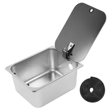Umivaonik za pranje ruku Velikog kapaciteta 300x240x150 mm za Kuhinjski sudoper za kuće na kotačima od inoxa sa zaštitom od ogrebotina i poklopac od kaljenog stakla za brodove