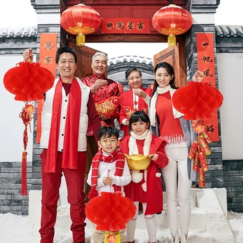 Kineska Nova godina, Crvene papirnate svjetiljke, bežične, vodootporne svjetla, Proljetni festival, Подвешивание tradicionalne ulične ukrasa