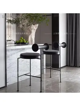 Moderni minimalistički bar stolica, jednostavan luksuzni visoka stolica od kovanog željeza, talijanski bar stolica od punog drveta Kato, kreativni dizajn bar stolica