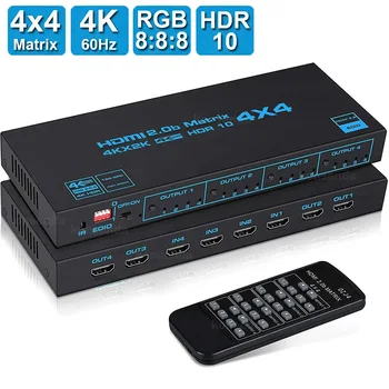 4K 60Hz HDMI True Matrix Switcher 4 u 4 od Matrice HDMI Video Switcher Splitter 4x4 Podrška HDCP2.2 HDR EDID za PC PS4 Loptop