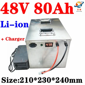 48V 80AH Litij-ionska baterija Li-ion battery no 48V 100AHbattery BMS za 5000 W RV EV skuter tricikl ribarski brod + punjač 10A