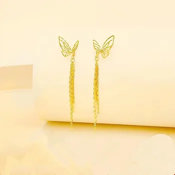 LABB Trenutno je 18-Karatno Zlato Butterfly Earline Au750 Šuplje Višeslojni Blještavo O Četkica Earline b Univerzalni Butik Nakita Dar E212