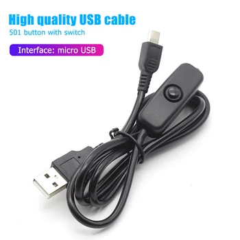 Adapter za punjač USB-Micro USB kabel napajanja s prekidačem za uključivanje / isključivanje kako Malina Pi, crna presavijeni, dužina 1 metar
