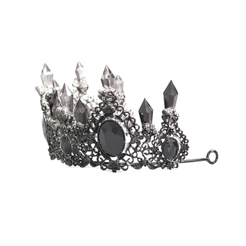 Tamno crni nakit rafting, optočena crnim хрустальной krunom, pribor za kosu u palači stilu u retro stilu, kape za vjenčanje bankete na rođendan