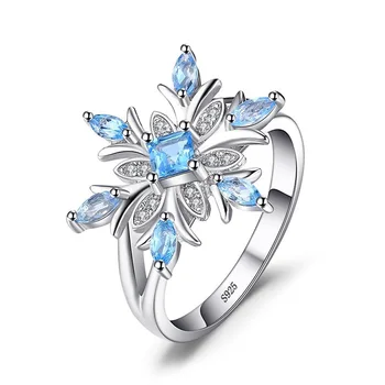 Europski i američki nakit u obliku boja za vanjske trgovine, univerzalni modni prsten od svijetlo plave циркона za žene