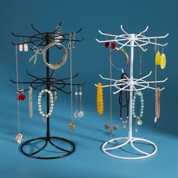 Na kat rotirajući stalak za nakit, naušnice, ogrlice, organizator, držač, Rotirajući robustan stalak za nakit, vješalica za prikazivanje