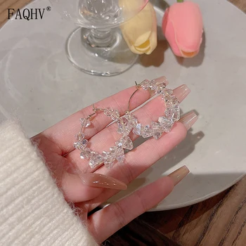 Trendy Ženske naušnice-prsten s kristalima nepravilnog oblika u Korejskom stilu, ljetni sjajne naušnice, Ženske Svadbene darove