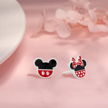 Naušnice-roze Disney, Nakit od Anime s Mickey i Minnie Mouse, Pribor, Kreativna Asimetrične Minđuše Za Žene, Djevojke, Djecu, Pokloni za Rođendan