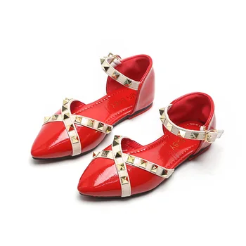 2020 Ljetne Sandale na ravne cipele za djevojčice, Dječje cipele princeza sa zakovicama, Mondeno cipele za stranke u rimskom гладиаторском stil za djevojčice