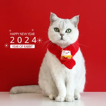 2024 Nova godina je Godina Zeca Mrkve Sretan Mačka je Sretna torba za Odmor kućne ljubimce Šal na vratu, Proljetni festival mačaka Вязаная odijevanje