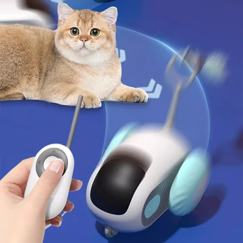 Električni Pokretne igračke za mačke Daljinsko upravljanje Interaktivna igračka za mačke Automobil USB Punjenje Inteligentni auto Igračke za mačke za sobno mačke i Male pse