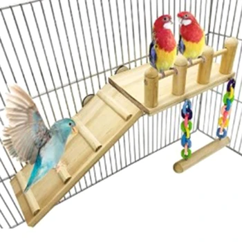 Drveni жердочки za papige, platforma za ptice, kutni stalak, kavez za ptice, kutna igračka za dječja igrališta