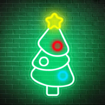 Božićno Drvce Neonski Natpisi za Božićni Dekor Zidova LED Božićno Drvce Neon Light Reklama za Božićni domjenak Bar Home Dekor Spavaće sobe Dječji Dar
