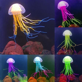 Dekoracija za akvarijume, silikon umjetni plutajući meduza, oponašaju dekoracija za akvarijume, Svijetle boje pribor