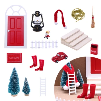 Božićne dekoracije za dollhouse Mini-Vrata Božićni set Jedinstveni dizajn Minijaturni pribor za patuljaka Potiče kreativnost dječake i djevojčice
