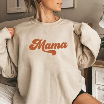 Majica za majke u retro stilu, majica za majke, pulover okruglog izreza, ženski veste dugi rukav, poklon za majčin Dan, Nove darove za mama, svakodnevne vrhovima