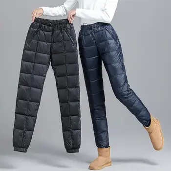 Svila, pamuk, debele hlače, ženska odjeća, novo zime 2023, modni običan svakodnevni tople hlače s visokim elastičan struk, uske