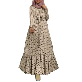 Duge haljine trapeznog oblika, ženski ogrtač grašak, maxi-haljinu u stilu patchwork, svakodnevni muslimanska odjeća, donje monotone haljina-tunika, haljina s cvjetnim uzorkom