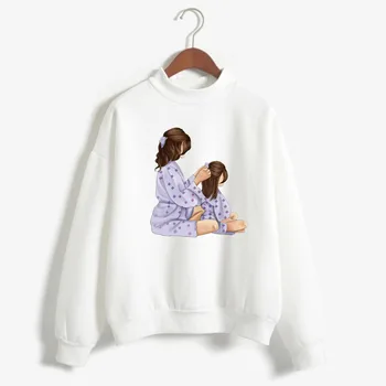 Majica Super Mama s kapuljačom za žene 90-ih, Кавайная slatka majica, slatka Korejski pletene pulover okruglog izreza, gusta jesenski ženska odjeća svijetle boje