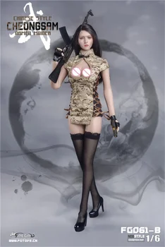 Igračke Fire Girl FG061 1/6 Žena-vojnika u kineskom stilu, haljina Чонсам, камуфляжная odjeća za oružane djevojaka, uniforma za figure 12 cm