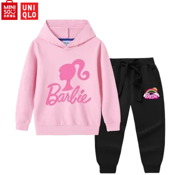 Kreativni crtani Miniso Barbie, slatka i trendy zgodan dječji kostim za djevojčice, proljeće-jesen odijelo, majica, sportska odjeća