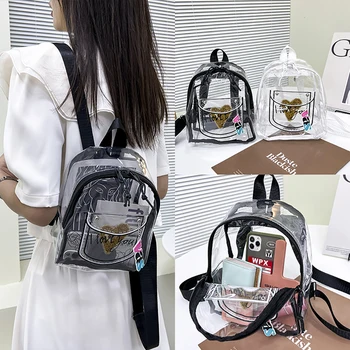Prozirni ruksak s natpisom Love PVC, ženske modne školske torbe za učenike, наплечные torbe za putovanja