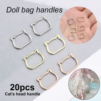 20шт Metalni mini-lutkarska držač za torbe, kopča za pojas s slatka mačka glavom, prijenosni olovke za male torbe, torbe za lutke za odjeću, pribor