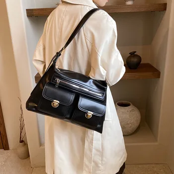 Ženska torba-тоут u retro stilu od umjetne kože, meka torba velikog kapaciteta, prijenosni svakodnevni luksuzna dizajnersku torbu preko ramena, novčanik, novi