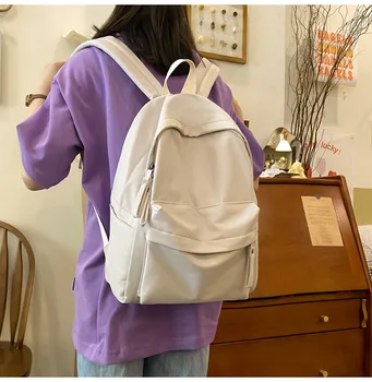 Jednostavan однотонный ruksak za žene 2022, vodootporan najlon školske torbe za djevojaka, torba za knjige, ženska putnu torbu preko ramena