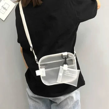Svakodnevne Prozirne ženske torbe preko ramena od PVC-a, желеобразные male torbe za telefon sa držačem za kartice, široke trake s ventilom.