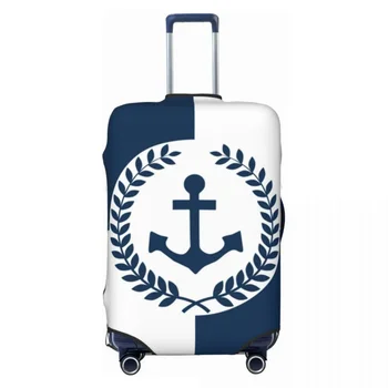 Trendy bijela tamno plava zaštitna torbica za prtljagu s morskim sidro koje prati presvlake za putne kofere