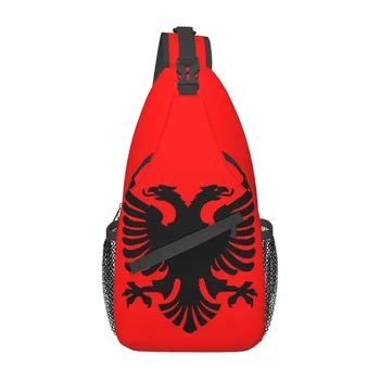 Нагрудная torba sa zastavom Albanije Eagle, običaj Albanski ponosni ruksak preko ramena za muškarce, putno marširati ruksak