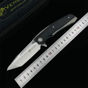 Sklopivi nož KEVIN JOHN VENOM T S30V Blade Titanium Flipper džepni noževi za opstanak u prirodi, lov, EDC tool