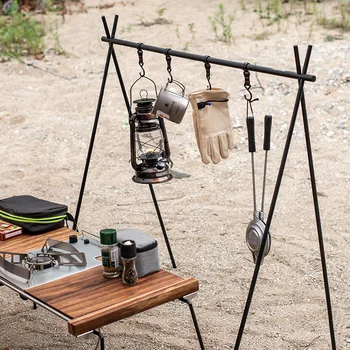 Sklopivi Prijenosni polica za kampiranje za kuhanje od aluminijske legure stropni nosač s kukom za vanjsku alat