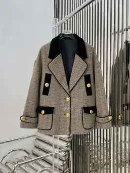 2023 Jesen-Zima, Luksuzna Nova ženska visokokvalitetna vintage slobodna jakna od 50% vuna, dlaka za žene, Gdnz 10,30 sati