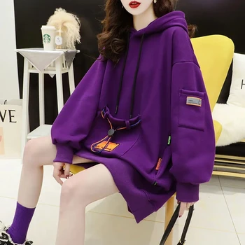Veste Ženski Jesen Zima Modni Kaput s kapuljačom Moderan dizajn Casual Plišani Slobodna jakna U Korejskom stilu džep Ulica Уздечка