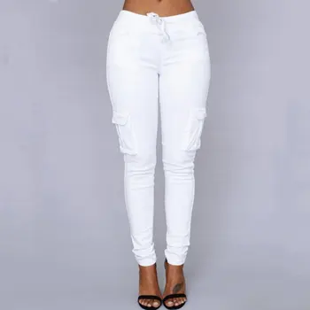 2023 Bijele hlače velike veličine, ženske джоггеры, ženske hlače-джоггеры s visokim strukom, ženske hlače u stilu милитари, Ženske hlače