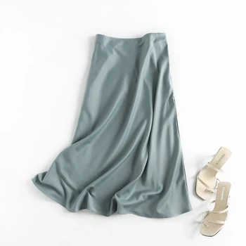 2021 Godišnje Vintage Ženska Suknja Trapeznog oblika s Visokim Strukom, Funky Monotono Elegantna suknja Midi Dužine Faldas Jupe Femme Saia