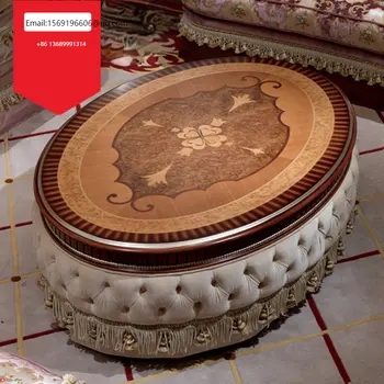 Čaj stol od punog drveta u europskom stilu vila luksuzni čaj stol palača neoklasična stolnjak ovalni čaj stol za narudžbu