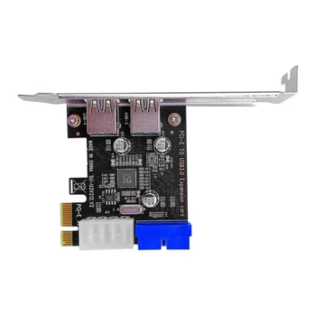Adapter za kartice za proširenje USB 3.0 Pci-E, 2 USB3 porta.0, Hub, Unutarnji 19-pinski Priključak za Pci-E, 4-pinski Konektor za napajanje Ide