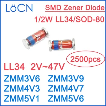 LL34 3.6 V 3.9 V 4.3 V 4.7 V V 5.1 5.6 V ZMM3V6 ZMM3V9 ZMM4V3 ZMM4V7 ZMM5V1 ZMM5V6 SMD Стабилитроны Staklo Visoke kvalitete RoHS 2500 kom.