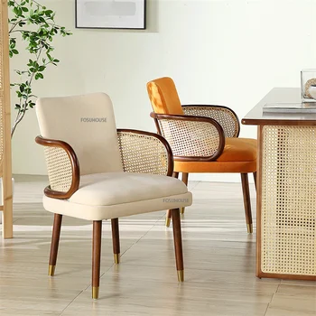Blagovaona stolice u retro stilu iz polja skandinavskog drveta za kuhinjski namještaj, Kućni ротанговый stolica za odmor, jednostavan dizajn stolica za blagovaonicu s leđa.